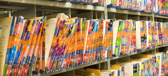 Rows of Colorful Medical Records - Patient Charts